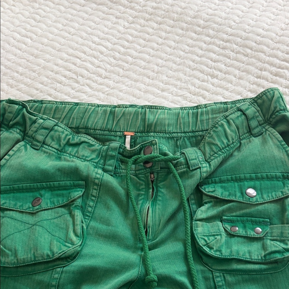 Free People Green Cargo Wide-Leg Trousers - Picture 3 of 4